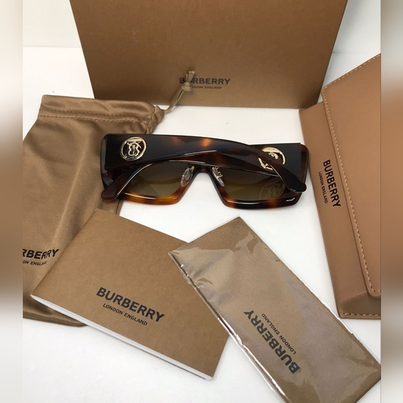 💯 OriginBurberry BE4344 Women's Square Polarised Sunglasses, Light Havana/Brown - Picture 10 of 14